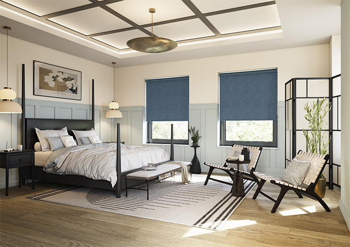 Flori Faux Suede (Blackout), Blue Jean - Twist&Fit Roller Blind - Image 7
